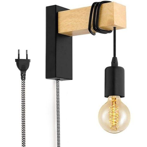 Applique Murale En Bois ""Ruder"" Avec Prise Et Interrupteur : Couleur  - Noir