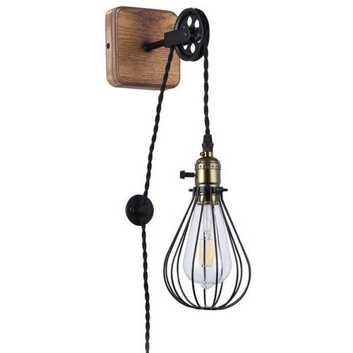 Lampe Murale Vintage ""Pendol"" Avec Prise : Couleur  - Noir