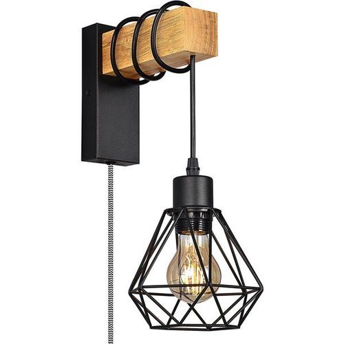 Lampe Murale Cage Avec Interrupteur Et Prise ""Roden"" : Couleur  - Noir