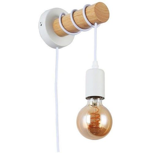 Lampe Murale En Bois Avec Interrupteur Et Prise ""Mila"" : Couleur  - Noir