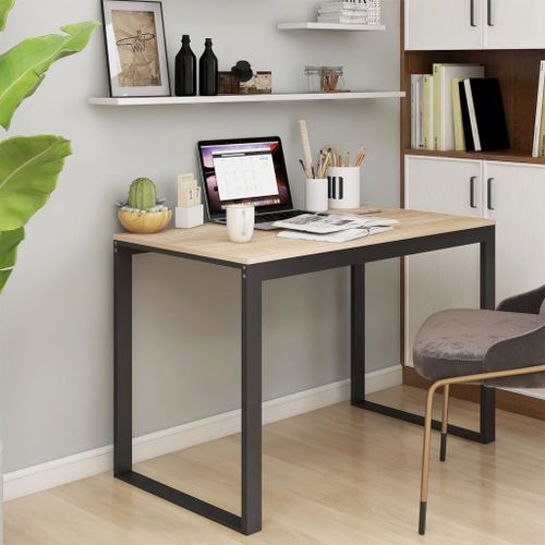 Vidaxl Bureau D'ordinateur Noir Et Chêne 110x60x73 Cm Aggloméré