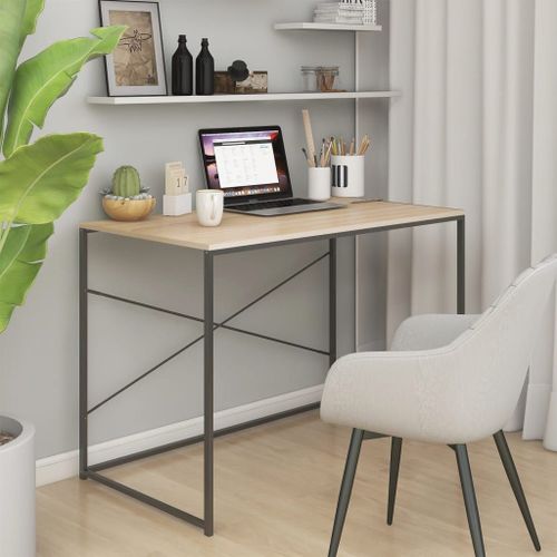Vidaxl Bureau D'ordinateur Noir Et Chêne 110x60x70 Cm Aggloméré