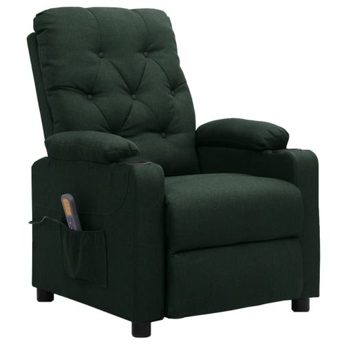 Vidaxl Fauteuil De Massage Inclinable Vert Foncé Tissu