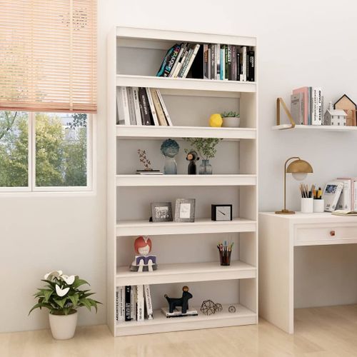 Vidaxl Bibliothèque/Séparateur De Pièce Blanc 100x30x200 Cm Pin Massif