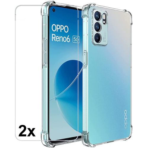 Coque Oppo Reno 6 5g + 2x Vitre Housse Silicone Transparent Verre Trempe Antichocs
