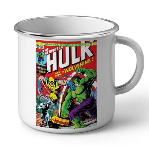 Mug En Métal Emaillé The Hulk And Wolverine Couverture Bd Vintage Comics