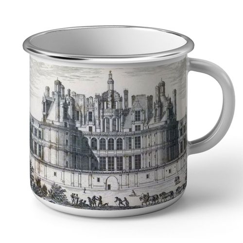 Mug En Métal Emaillé Gravure Ancienne Chateau De Chambord Renaissance France