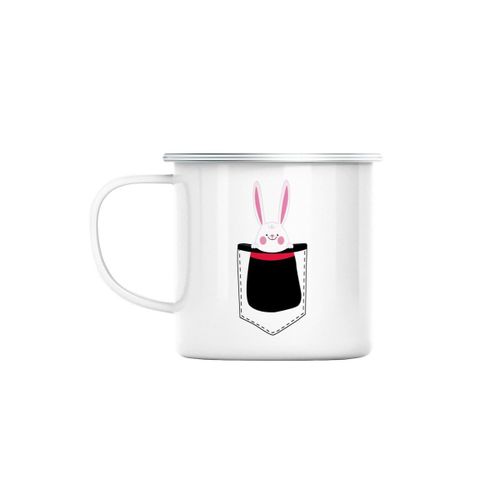 Mug En Métal Emaillé Poche Surprise Magique Magicien Lapin Dessin