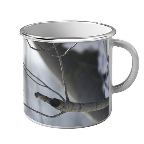 Mug Métal Tasse Photo De Petit Oiseau Mésange À Tête Noire Sur Une Branche Contre-Jour Animaux