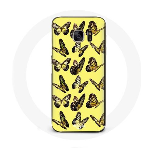 Coque Pour Samsung Galaxy S7 Edge Papillons Fond Jaune