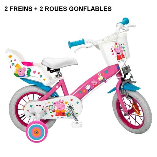 Velo 12 Pouces Peppa Pig 3/5 Ans Stabilisateur Rose