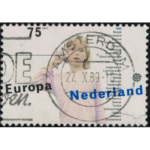 Pays Bas 1989 Oblitéré Used Fille Avec Téléphone À Cordes Liste Pays Europe Y&t Nl 1335 Su