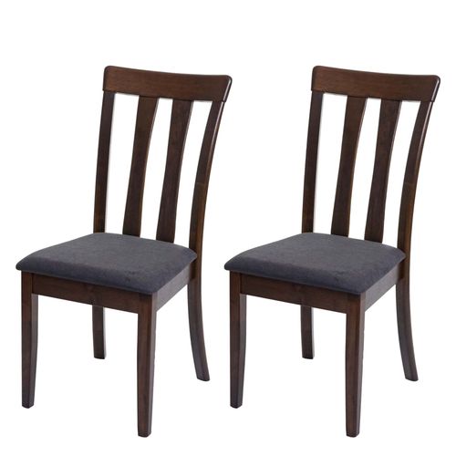 2 X Chaises De Salle À Manger Hwc-G46 Tissu/Textile Bois Massif   Cadre Foncé, Gris Foncé