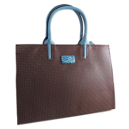 PROMOTION ! Sac créateur 'Ted lapidus' marron bleu - 41x28x16 cm