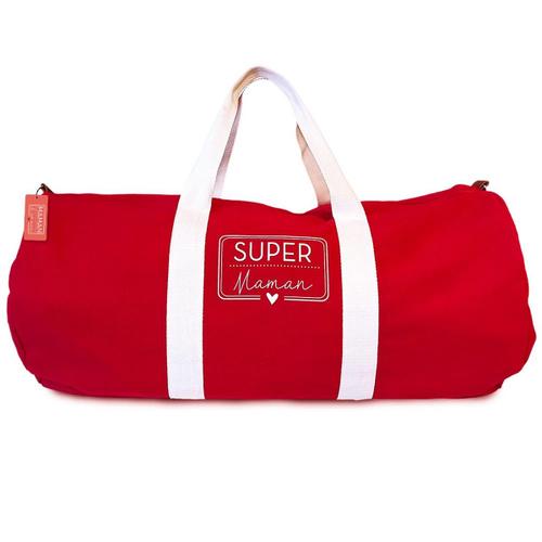 Sac de sport 'Super Maman' rouge - 56x36x22 cm