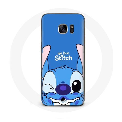 Coque Pour Samsung Galaxy S7 Edge Stitch Mignon Fond Bleu