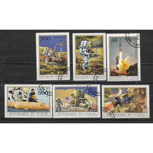 Tchad Poste Aerienne 1977 : Espace : Apollo 15 - Série Entière De 6 Timbres Oblitérés