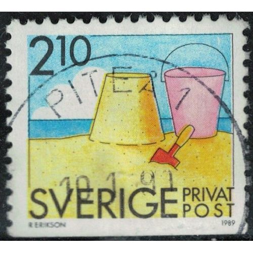 Suède 1989 Oblitéré Used Beach Plage Château De Sable Seau Et Pelle Y&t Se 1533 Su