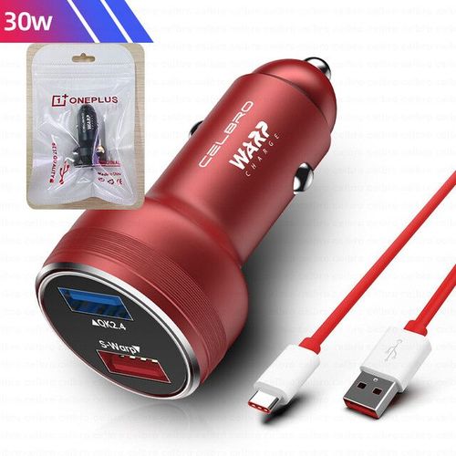 Chargeur De Téléphone Usb De Voiture Warp Charge,Charge Rapide Pour Oneplus 9r 10 Pro 8 7 6 5 9rt 9 Nord N10 N100 Samsung Dash One Plus,65w,30w - Type 30w Red With Cable
