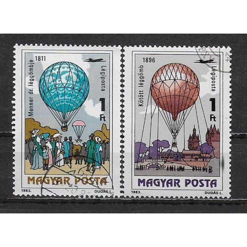 Hongrie 1983 : Espace : Ballon En 1811 / Ballon En 1896 - Série De 2 Timbres Oblitérés