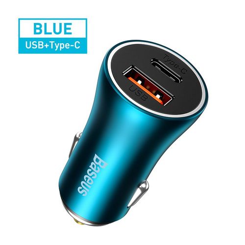 Chargeur Usb Type-C 60w Quick Charge Qc 4.0 Pd 3.0 Pour Voiture,Compatible Avec Iphone 13/12 Pro Max Xiaomi Samsung - Type Type C With Usb Blue