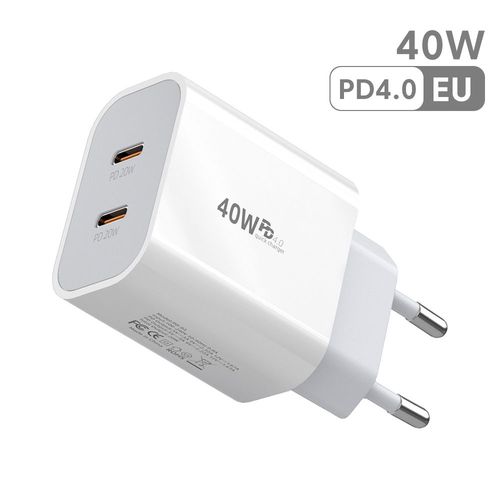 Olpg-Chargeur De Téléphone Portable Usb C,Charge Rapide,2ports,Type C,Adaptateur Secteur Pd,Samsung,Xiaomi,Iphone,Qc3.0,40w - Type Eu Plug
