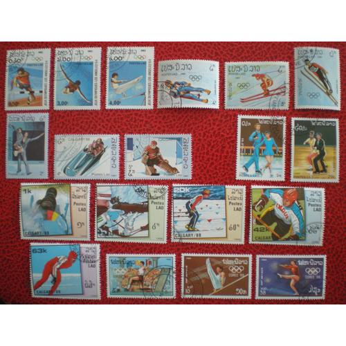 Lot De 19 Timbres Oblitérés - Laos - Jeux Olympiques D'été Et D'hiver