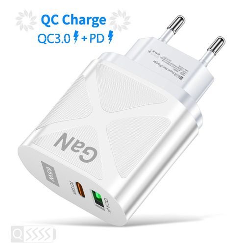 Maerknon-Chargeur Rapide Usb Pd,65w,Gan,Charge Rapide 3.0,Qc3.0,Type C,Chargeur De Téléphone Pd,Adaptateur Mural Pour Iphone 15,14,13 Pro,Macple - Type White Eu Plug