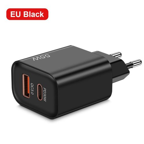 55w Usb + Usb-C Chargeur Pd Universel Pour Apple Iphone 15 Samsung Huawei Mate 60 Xiaomi 13 Oppo Charge Rapide Adaptateur Secteur Eu/Us - Type Eu-Black