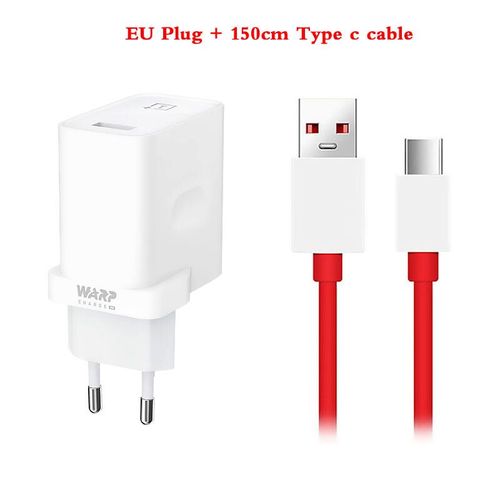 Oneplus-Chargeur Warp 7 Pro,30w,Câble Usb Type-C,Charge Rapide,Adaptateur Secteur Pour Oneplus 7 Pro,8 Pro,1 + 7t Pro - Type Eu Add 150cm Cable
