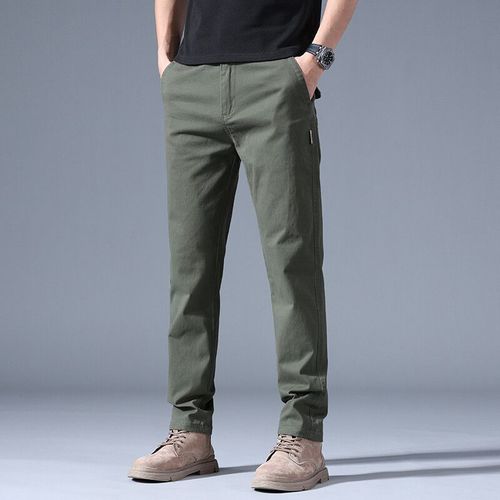 Hiqor-Pantalon Baggy Droit Pour Homme,Vert Armée,Décontracté,Polyvalent,Respirant,Grande Taille 28-40,Printemps,Automne,Nouvelle Mode
