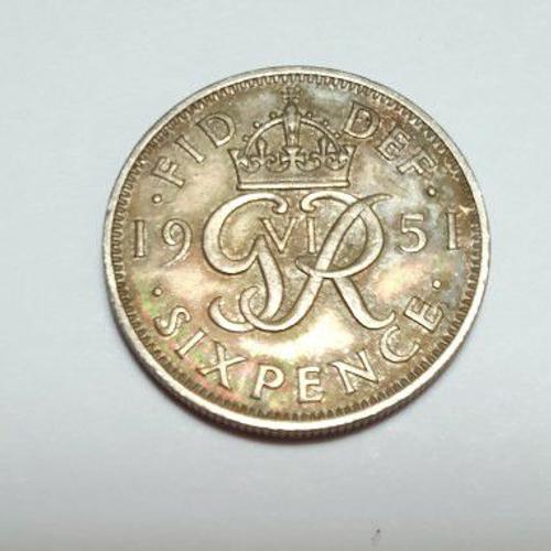 Pièce Six 6 Pence 1951 Georges Vi