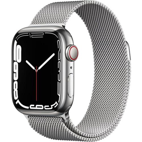 Apple Watch Series 7 (Gps + Cellular) - Boitier 41 Mm Acier Inoxydable Argent Avec Bracelet Milanais Argent