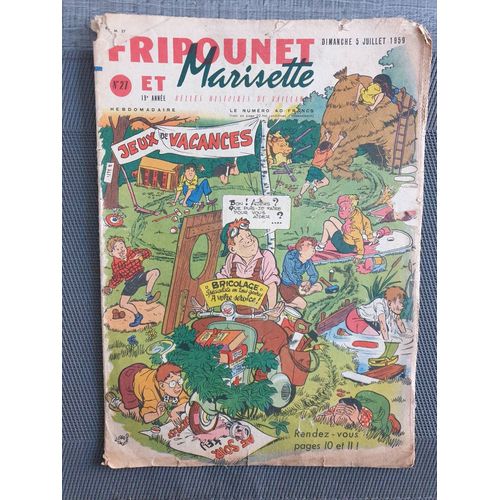 Fripounet Et Marisette - Année 1959 - N° 21 - 24 Mai 1959 - Le Guide Noir Par Herboné - Les Indégonflables De Chantovent Par Rose Dardennes - Sylvain, Sylvette Et Leurs Aventures - Paolo Et La Furie(...)