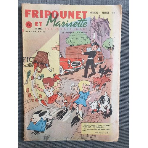 Fripounet Et Marisette - Année 1959 - N° 6 - 8 Février 1959 - Le Piolet Brisé Par Herboné - Les Indégonflables De Chantovent Par Rose Dardennes - Sylvain, Sylvette Et Leurs Aventures - 6 Dindons Pour(...)