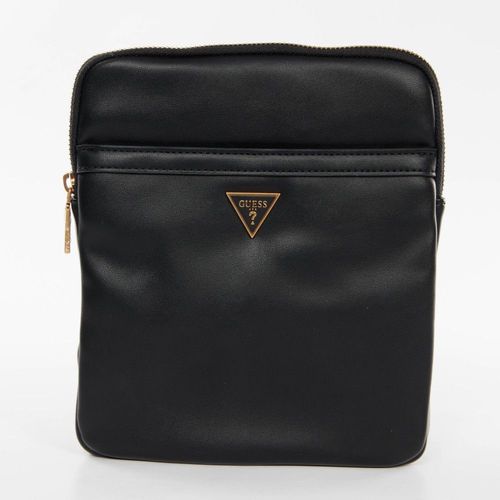 Pochette Guess Homme Classic gold logo triangle Noir