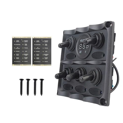 Voltmètre - Interrupteur Universel À Bascule Led, 5 Gangs, 12v Dc, Voltmètre/Allume-Cigare, Disjoncteur De Prise, Voiture, Bateau Marin Étanche