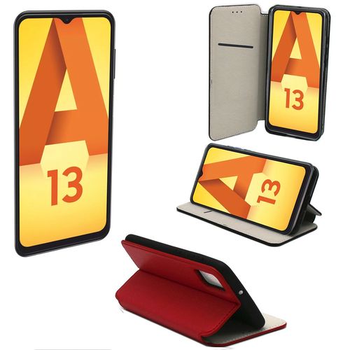 Samsung Galaxy A13 4g Etui Protection Portefeuille Rouge À Rabat Avec Porte Cartes - Housse Samsung Galaxy A13 4g Folio Coque Silicone Antichoc Smartphone 2022 - Accessoires Pochette Case
