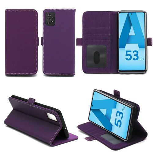 Samsung Galaxy A53 5g Etui Protection Portefeuille Violet À Rabat Avec Porte Cartes - Housse Samsung Galaxy A53 5g Folio Violette Coque Silicone Antichoc Smartphone 2022 - Accessoires Pochette Case