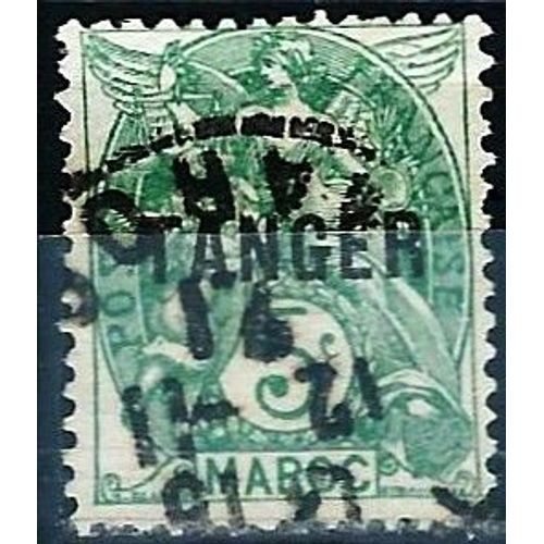 Maroc, Protectorat Français 1918, Beau Timbre Yvert 83, Type Blanc 5c. Vert Libellé "Maroc", Surchargé "Tanger", Oblitéré, Tbe.