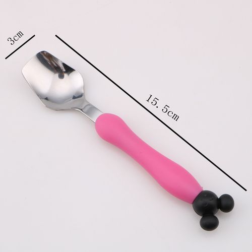 Ensemble Cuillère Fourchette Pour Enfants, Dessin Animé Mickey, Cuillère D'Alimentation Pour Bébé, Ustensiles En Acier Inoxydable, Accessoires De Couverts