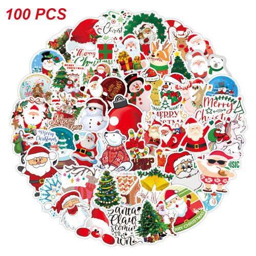 Autocollants De Noël En Forme De Cerf, Père Noël, Bonhomme De Neige, Étiquette Cadeau Pour Enfants, Diy Bricolage, Bagages, Valise, Jouet, 100 Pièces
