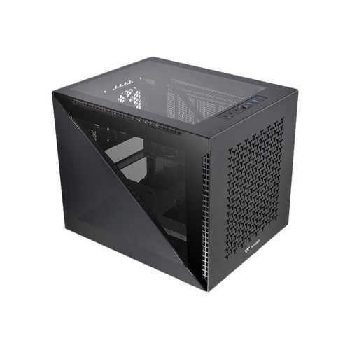 Thermaltake Divider 200 TG Air - Micro boîtier - micro ATX - panneau latéral fenêtré (verre trempé) - pas d'alimentation (PS/2) - noir - USB/Audio
