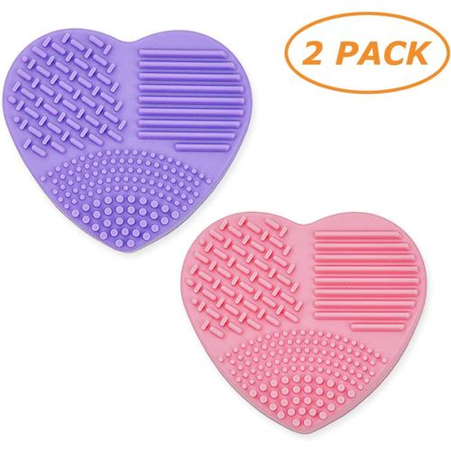 Nettoyant pour pinceau de maquillage, tapis de nettoyage en silicone pour pinceaux avec une éponge pour enlèvement de couleur, nettoyez facilement les pinceaux ou changez la couleur du pinceau