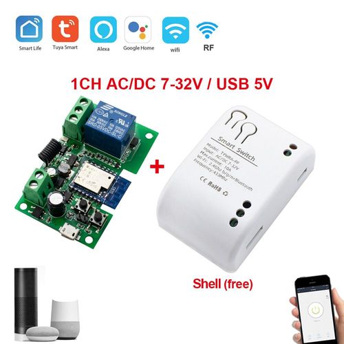 1ch Tuya Smart Tlcommande Sans Fil Wifi Commutateur 12v Tech Dc7-32v Ac85-250v 2200w Rf Rcepteur 10a Citations Wifi Disjoncteur - Type 1ch Ac Dc7-32v Case