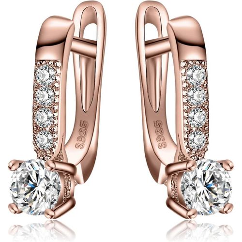 1ct CrOles Boucles D'oreilles Zircon Cubique Sterling Argent 925 Pour Femme, Plaqu Or Jaune Plaqu Or Rose Boucles D'oreilles Pierre, Ensemble Parure De Bijoux Cadeau Anniversaire