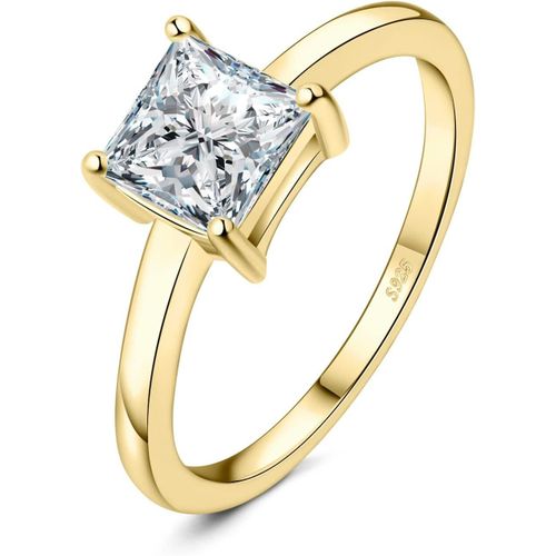 1ct Solitaire Cubic Zirconia Bague Taille Princesse Pierre Argent Massif 925 Femme,Plaqu Or Jaune Or Rose Bague Diamant Simul Fianailles Mariage Promise Alliance,Ensemble Bijoux.[Y168]