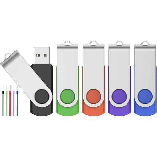 1Go Lot de 5 Cls USB 2.0 Pivotante Cle USB Mmoire Flash Couleur Mixt Clefs USB 1 Go avec Cordes by