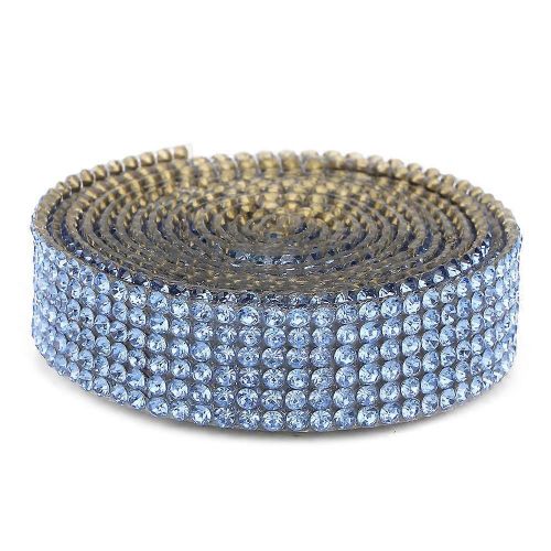 1m Strass Cristal Verre Maille Banding Fer Sur Applique Robe De Marie Chaussures Garniture (Bleu)