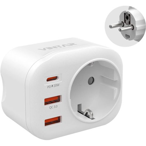 1pc 20w Multi Usb Socket, 4 In 1 Quick Charge Pd And Qc 3.0 Wall Socket With 2 Usb Ports And 1 Usb-C Port For Germany, France, Spain, Ce Type E/F Certification